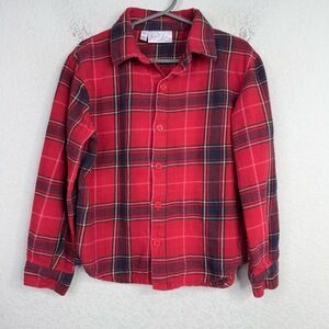 Rachel Riley‎ Shirt Unisex Size 7 Red Long Sleeve Button Plaid Casual School